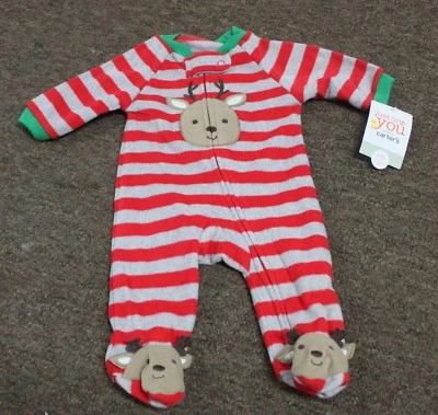 Reno Navidad Mono Recién Nb con Cremallera Vacaciones Conjunto Carter's Lindo De - Imagen 1 de 4