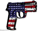 4" GUN SHAPED USA AMERICAN FLAG PISTOL HELMET DECAL STICKER MADE IN USA