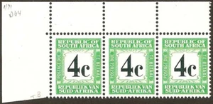 South Africa Postage Due 1967-71 4c Orb VARIETY in strip, SG.D64, stamps UM - Picture 1 of 2