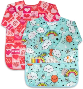 Kids Painting Apron, 2Pcs Waterproof Art Smocks for Child 3-8 Years, Kids Smocks - Picture 1 of 21
