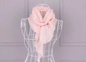 Cool Light Elegant 100% Linen Long Scarf Shawl Wraps for Summer 25cm*180cm PINK - Picture 1 of 7
