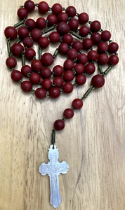 ANTIKER ROSENKRANZ PRIMITIV PERLMUTT KRUZIFIX KREUZ ROTE AKAZIE COPAL - Bild 1 von 8