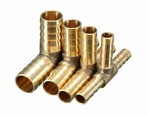 Adattatore giunto tubo carburante ottone T pezzo spinato 3 vie 6mm 8mm 10mm 12mm 25mm - Foto 1 di 8