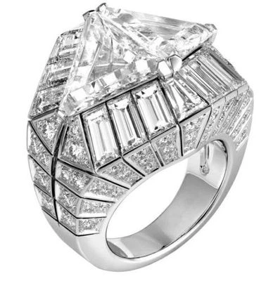 Cocktail Party Ring Solid 925 Sterling Silver Triangle Baguette Women Jewelry  - Image 1 of 2