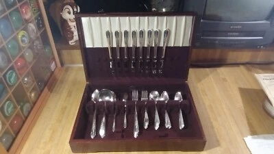 Juego de cubiertos vintage de 57 piezas de placa nobleza, caja de madera, papeles, ¡1948! Foto 1 de 4