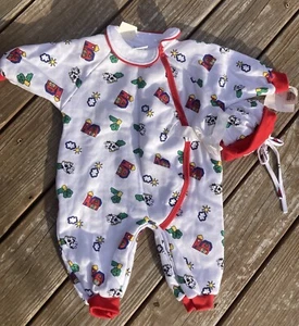 New Vintage Little Me Baby 9 Months One Piece Romper And Hat  Boys Farm 2 Piece - Picture 1 of 7