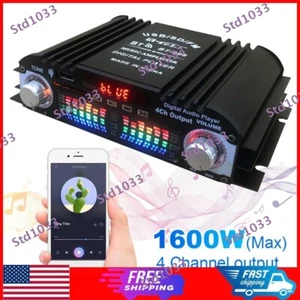 4 Channel Bluetooth Mini HIFI Power Amplifier Audio Stereo Amp Home Car FM 1600W - Picture 1 of 4
