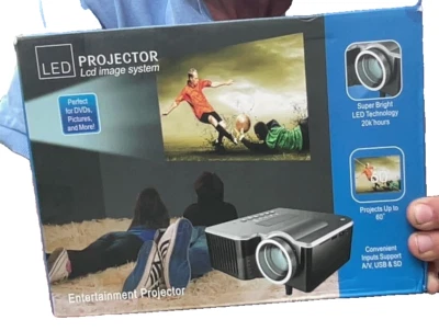 Portable Mini Hd LED Entertainment 60" Projector LCD Image System 320x240 TRIPOD - Image 1 of 4