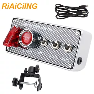 Racing Car Ignition Switch Panel Engine Start Push Button Toggle 12V LED New - Picture 1 of 7