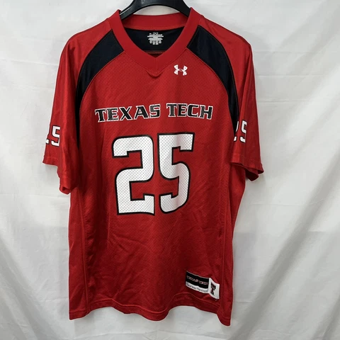 WOMENS UNDER ARMOUR TEXAS TECH RED RAIDERS #25 RED FOOTBALL JERSEY SIZE XL Cover