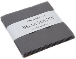Graphite Moda Bella Solids Charm Pack 42 5" Precut Cotton Quilt Squares - Picture 1 of 1