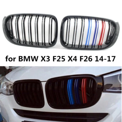 Gloss Black M Color Front Kidney Grille Grill for BMW X3 F25 X4 F26 2014-2017 - Image 1 of 4