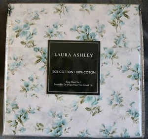 Laura Ashley NEW 4 Piece King Sheet Set - Little Darlings Blue - Picture 1 of 3
