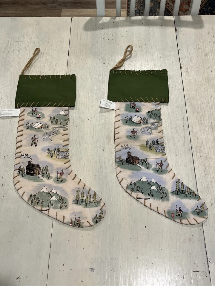 小屋圣诞长袜中西部大炮瀑布季节~露营~木材 2 件套 — 第 1/4 张图片