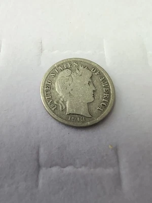 1913-S Silver Barber Dime, Circulated - Image 1 of 2