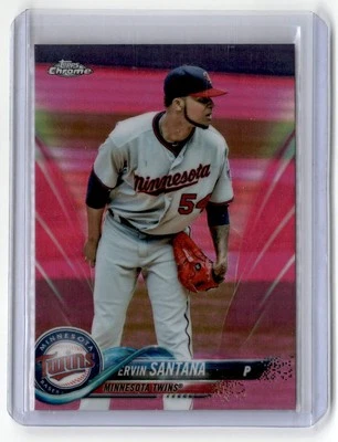 2018 Topps Chrome #153 Ervin Santana Pink Refractor - Image 1 of 2