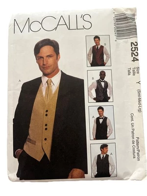 McCalls 2524 Sewing Pattern Mens Lined Vest Necktie & Bow Tie Sz S M L Uncut - Image 1 of 2