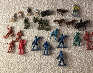 Vintage Toy Plastic Figure Mixed Lot Firemen , Cowboy Indians, Army Horses - Picture 1 of 23