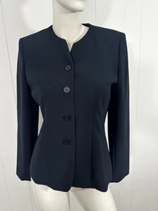 Le Suit Women Jacket Size 8 Navy Blue Single Breasted Classic Blazer Career - Picture 1 of 10