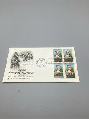 US FDC # 1744 13c Harriet Tubman  Block w/# ArtCraft UL 1978, 9p8627 - Image 1 of 4
