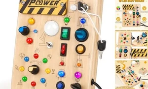  Montessori Toddler Busy Board, 19 Led Wooden Sensory Board LED Busy Board Plus - Picture 1 of 7