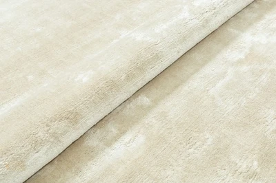 Modern Distressed Ivory Beige Hand Tufted Viscose Area Rug Carpet Soft Luxury - Image 1 of 4