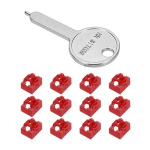 12pcs Port Blocker Locking RJ45 Port/Dust PC Blocker with Coded Key,Red - Photo 1 sur 5