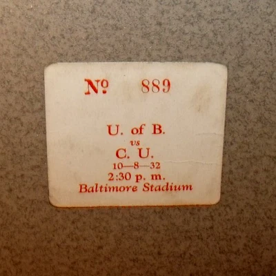 U of Batlimore 10/8/1932 Football Ticket Stub vs Cooper Union 69-0 Balt Stadium - Image 1 of 3