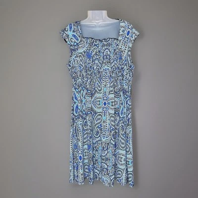 Vestido Perceptions New York 18 Azul Paisley Calado Boho Mod Y2K Festival Artístico  Foto 1 de 4