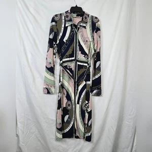 Tory Burch mehrfarbig maritim Print Crista Gürtel Langarm Shirtkleid Large - Bild 1 von 12