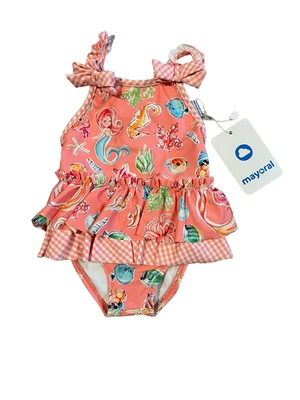 NWT   Mayoral Baby Swimsuit One piece Coral Mermaid - 6 months - Image 1 of 2