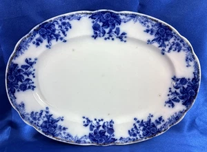 Antique WH. Grindley Co. England Flow Blue MARGUERITE 16x11 Oval Service Platter - Picture 1 of 16