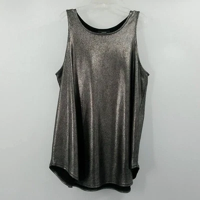 Alfani Metallic Tank Top Size L Gunmetal Lurex Snakeskin Effect Embossed A-Line - Image 1 of 4
