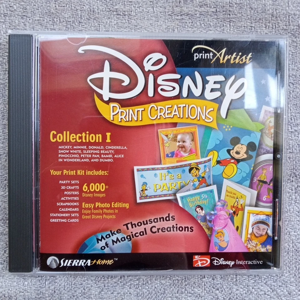 DISNEY PRINT CREATIONS Collection 1 PC WIN 98/2000/ME/XP Clean Collectible  - Image 1 of 4