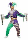 Mardi Gras Court Jester Joker Carnival Adult Men's Harlequin Costume SM-XL New