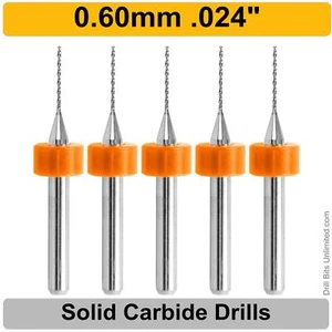 0,6 mm 0,024 Zoll #73 VHM-Bohrer FÜNF-TEILIG Premium Hartmetall 1/8 Schaft R/S - Bild 1 von 4