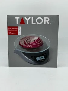 Taylor Digital Glass Platform Silver Base Food Scale - Picture 1 of 5