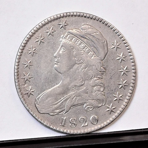 1820 Bust Half Dollar - Square 2, No Knob - AU Details (#43056) Cover