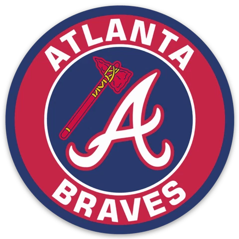 Atlanta Braves Logo Type Monogram & tomahawk MLB Baseball Die-Cut Round MAGNET Cover