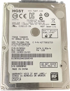 HGST HTS721075A9E630 HDD 750GB 2.5" 7200RPM SATA 7K1000-750 - Picture 1 of 1