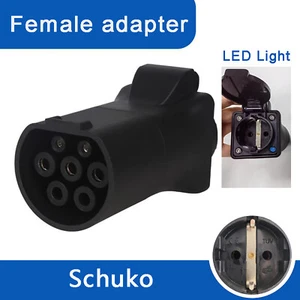 16A Type 2 Female To Schuko Socket Electric Vehicle Charging Adaptor Connector - Picture 1 of 4