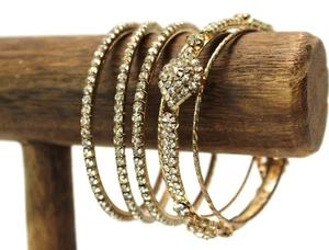 Modischer goldfarbener Strass Armreif Armbänder 4 Stück zart - Bild 1 von 4