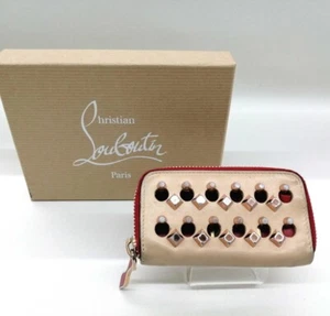 Christian Louboutin PANETTONE Key Case Key holder Studs Pink Red Zipper Women JP - Imagen 1 de 12