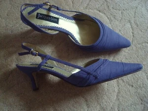 ~ JACQUES VERT ~ Fabric Pointed Toe SLINGBACK 2" Kitten Heels SHOES 37 Purple 4 - Picture 1 of 8