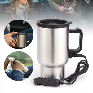 12V Car Heating Cup Kettle 450ml Stainless Steel Travel Electric Coffee Cup U1L1 - Picture 1 of 12