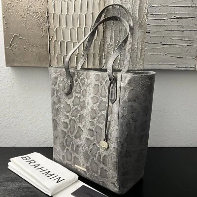 Brahmin Jayden SILVERY GRAY SNAKE PYTHON Print  Leather HTF Color RARE Gorgeous - Image 1 of 4