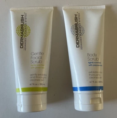 DERMABRUSH BODY & FACIAL SCRUB 6.7 oz/200ml Peppermint Advanced Cleansing System - Image 1 of 4