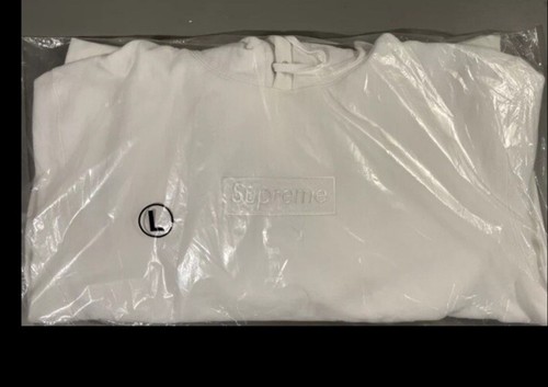 Felpa con cappuccio Supreme FW23 Box Logo Bogo nuova taglia L bianca