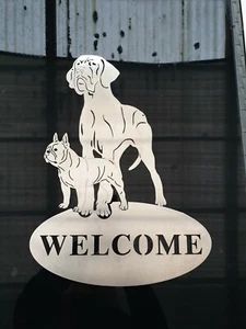 Edelstahschild Wandschild Deutsche Dogge / Französische Bulldogge - Bild 1 von 1