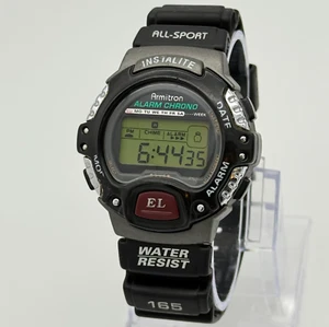 Vintage 1990s Men's ARMITRON Black/Gray Digital LCD Pro Sport Watch 45mm 40/6605 - Picture 1 of 7
